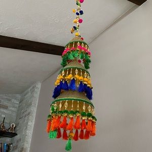 Colorful Indian Decor with pearl and pom pom accent